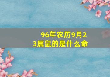 96年农历9月23属鼠的是什么命