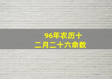 96年农历十二月二十六命数