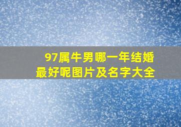 97属牛男哪一年结婚最好呢图片及名字大全