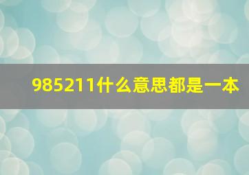 985211什么意思都是一本