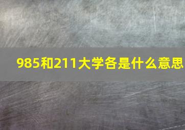 985和211大学各是什么意思