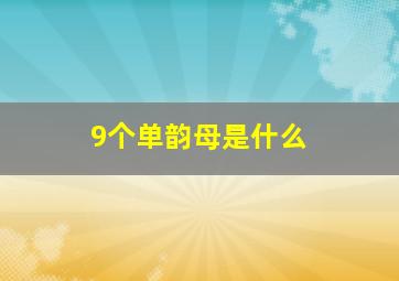 9个单韵母是什么