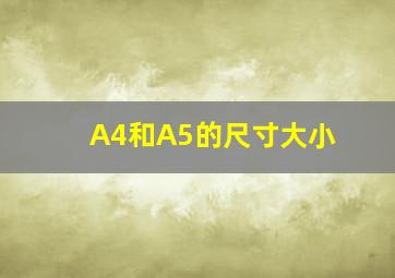 A4和A5的尺寸大小