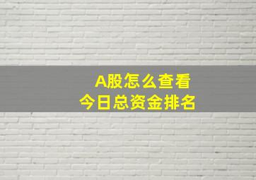 A股怎么查看今日总资金排名