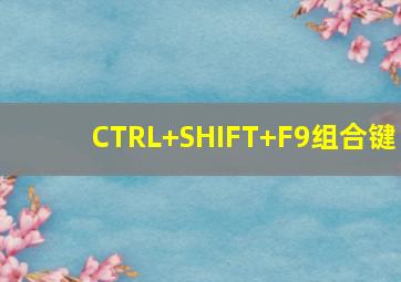 CTRL+SHIFT+F9组合键