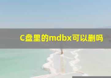 C盘里的mdbx可以删吗