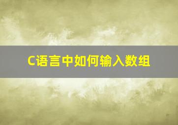 C语言中如何输入数组