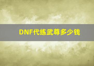 DNF代练武尊多少钱