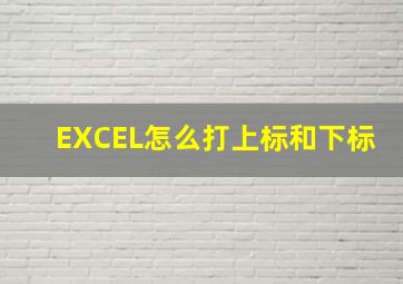 EXCEL怎么打上标和下标