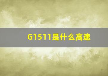 G1511是什么高速