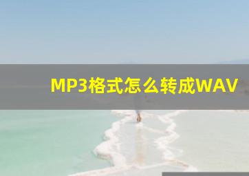 MP3格式怎么转成WAV