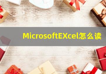 MicrosoftEXcel怎么读