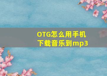 OTG怎么用手机下载音乐到mp3