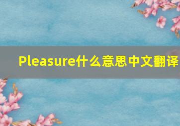 Pleasure什么意思中文翻译