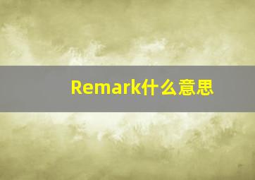 Remark什么意思