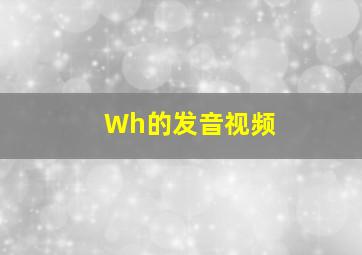 Wh的发音视频