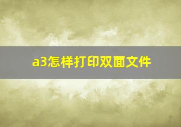 a3怎样打印双面文件