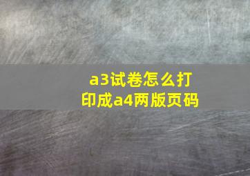 a3试卷怎么打印成a4两版页码