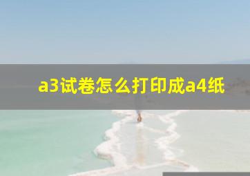 a3试卷怎么打印成a4纸