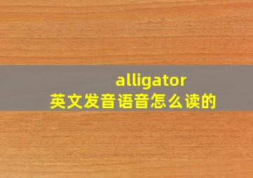 alligator英文发音语音怎么读的