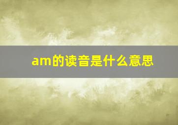 am的读音是什么意思