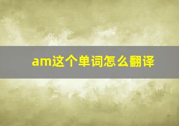 am这个单词怎么翻译