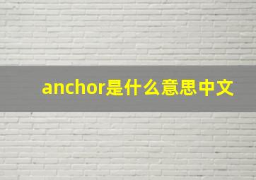 anchor是什么意思中文