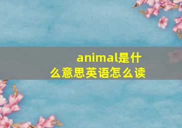 animal是什么意思英语怎么读