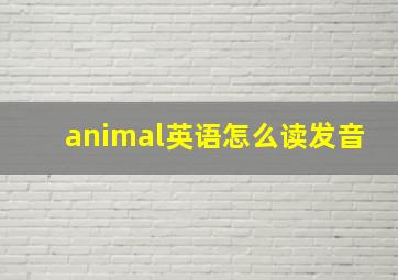 animal英语怎么读发音