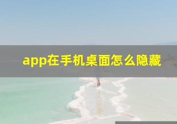 app在手机桌面怎么隐藏