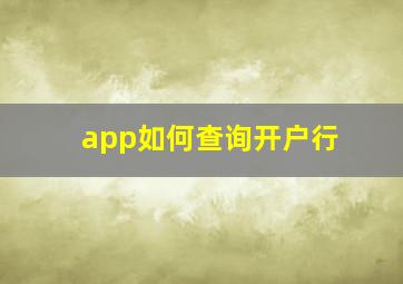 app如何查询开户行