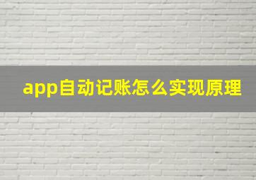 app自动记账怎么实现原理