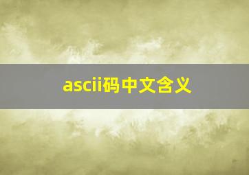 ascii码中文含义