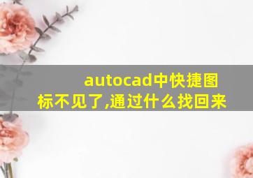 autocad中快捷图标不见了,通过什么找回来