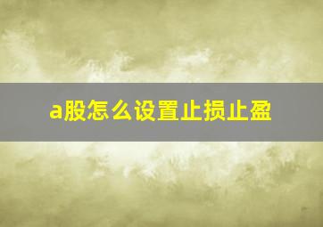 a股怎么设置止损止盈