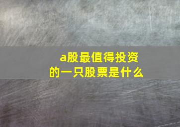 a股最值得投资的一只股票是什么