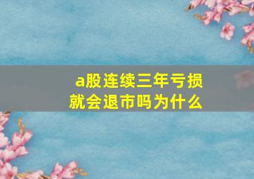 a股连续三年亏损就会退市吗为什么