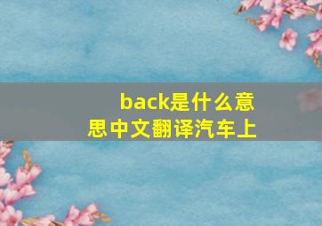 back是什么意思中文翻译汽车上