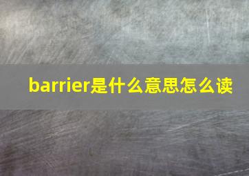 barrier是什么意思怎么读