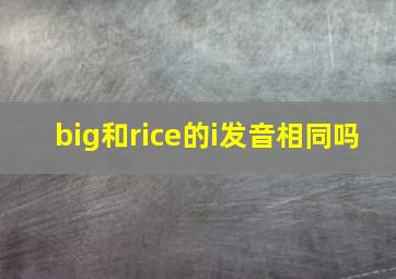 big和rice的i发音相同吗