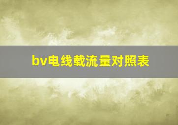 bv电线载流量对照表