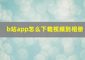 b站app怎么下载视频到相册