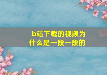 b站下载的视频为什么是一段一段的