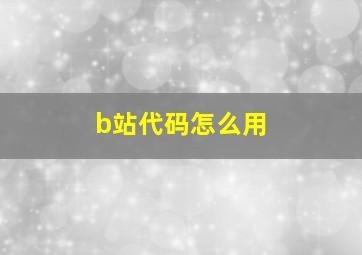 b站代码怎么用