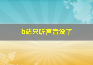 b站只听声音没了