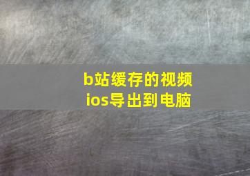 b站缓存的视频ios导出到电脑