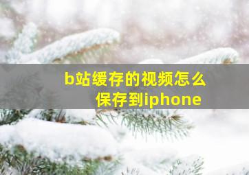 b站缓存的视频怎么保存到iphone