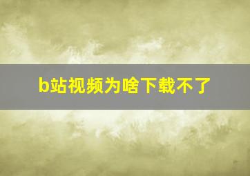 b站视频为啥下载不了