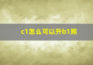 c1怎么可以升b1照