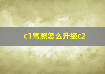 c1驾照怎么升级c2